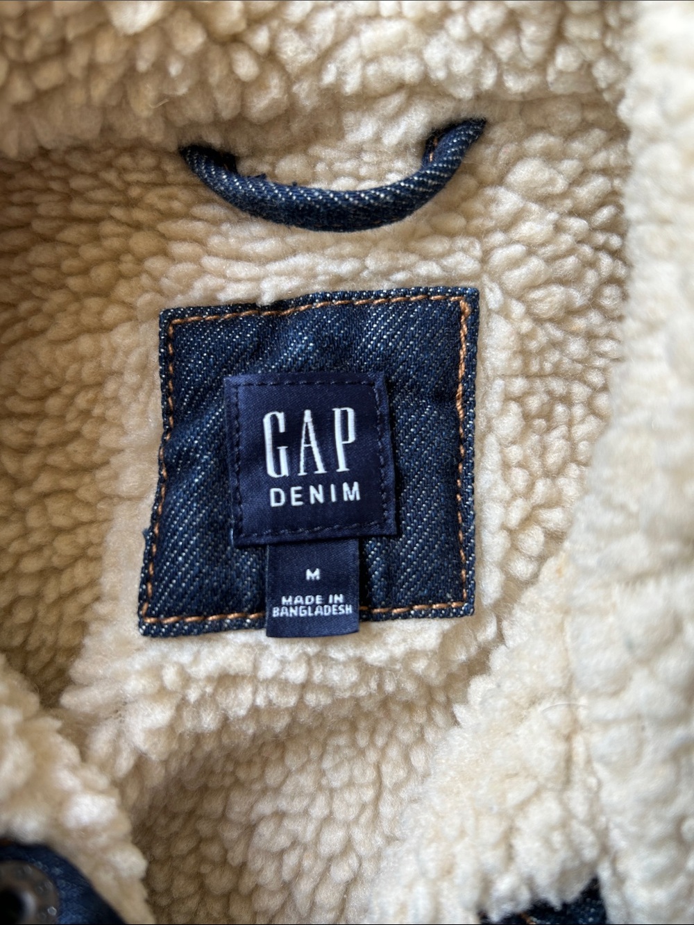 GAP kids Dark Blue Denim Jacket with Cream Sherpa Collar - Picture 2 of 7